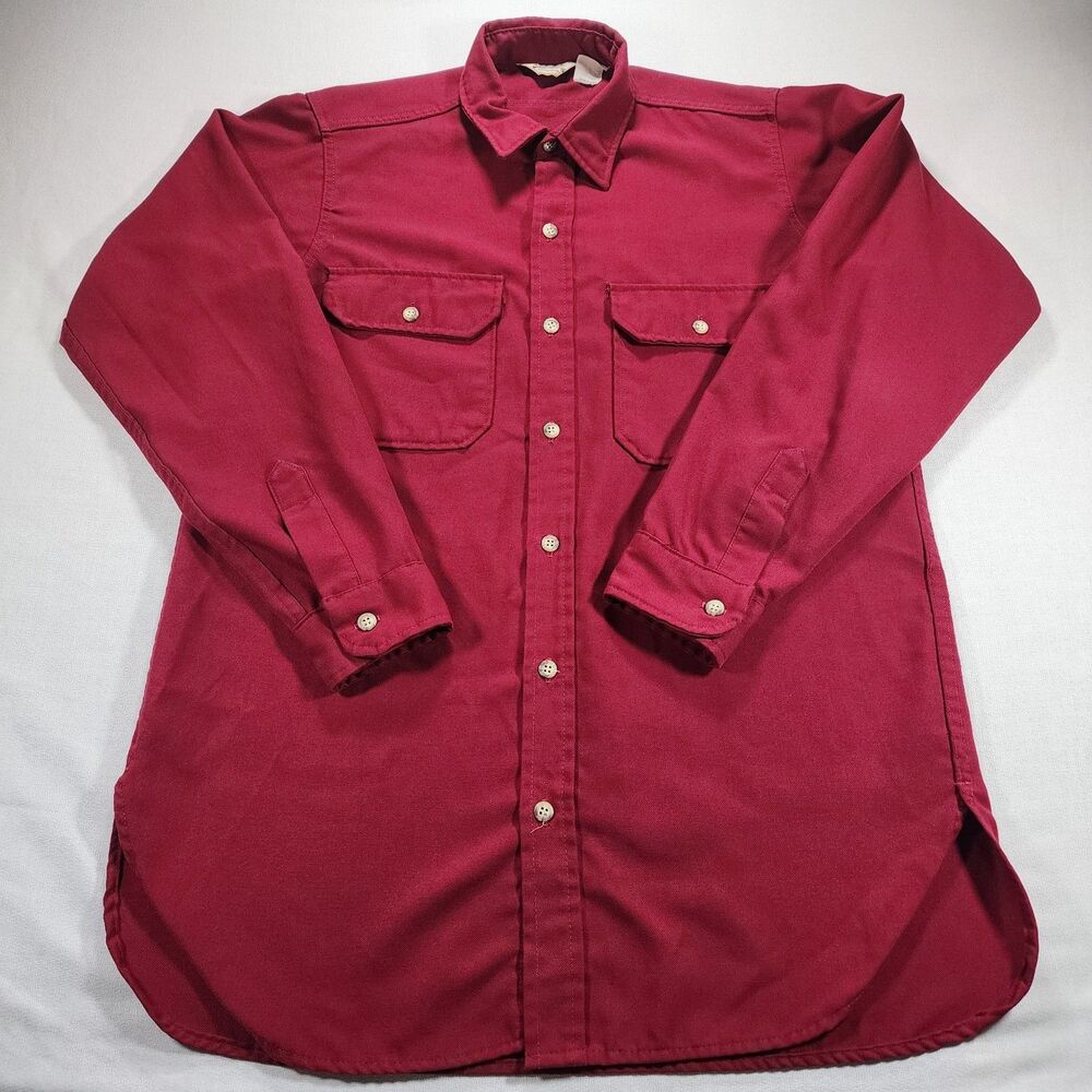 Cabela's Men's XL Red Long Sleeve Button Down Shirt Flap Pockets USA Made